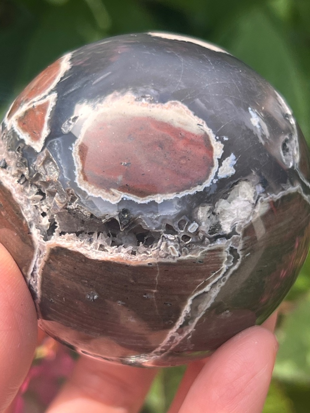 Football (8) agate sphere | crystal ~ UV reactive